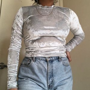 NWT White/silver beautiful tight fitted velvet